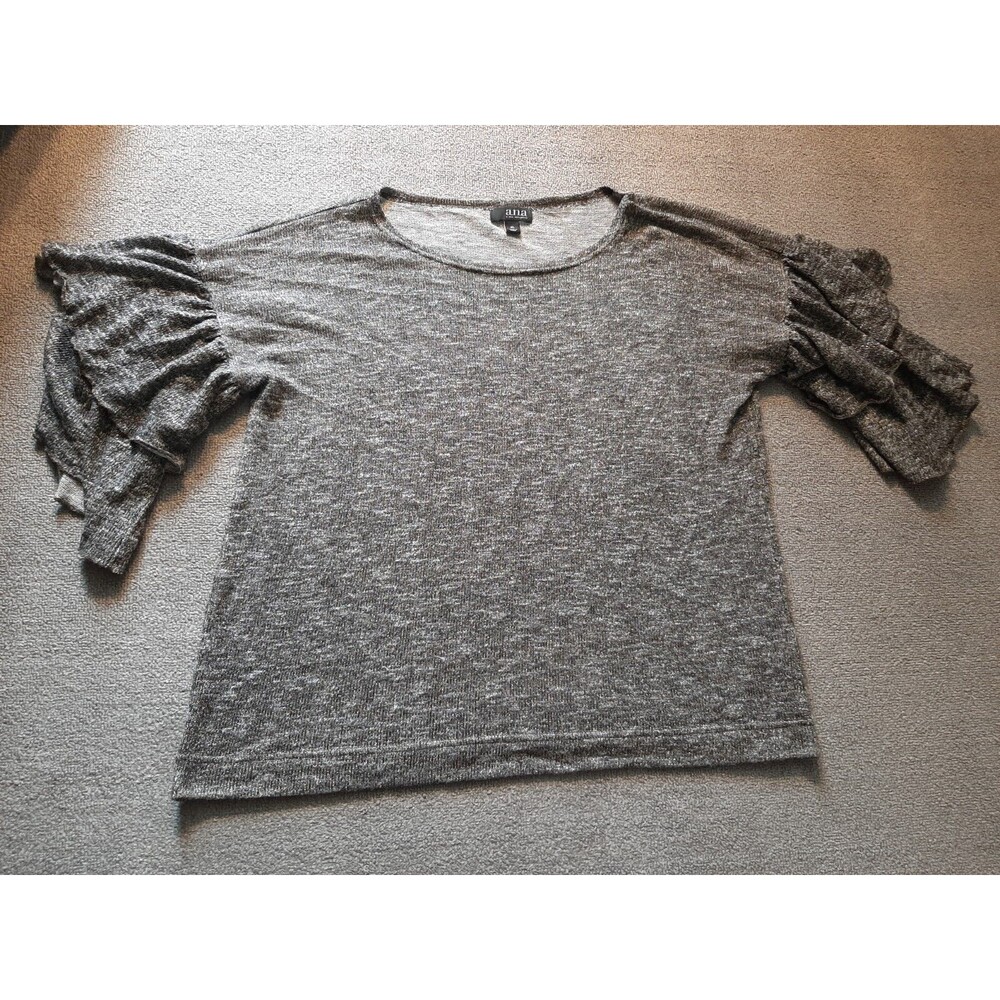 A.N.A ana Short Sleeve Womens XL Top Knit Sparkly Shirt Black